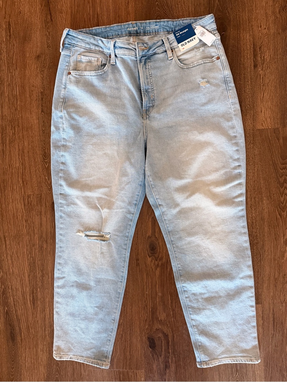 Old Navy Light Wash High Rise O.G. Straight Ankle Jeans - Pale Blue Sz 16 NWT